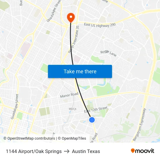1144 Airport/Oak Springs to Austin Texas map