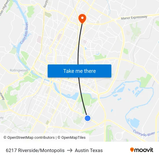 6217 Riverside/Montopolis to Austin Texas map