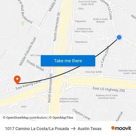 1017 Camino La Costa/La Posada to Austin Texas map