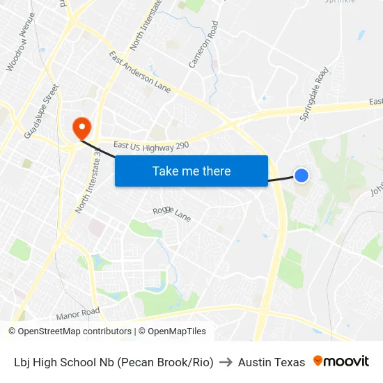 Lbj High School Nb (Pecan Brook/Rio) to Austin Texas map