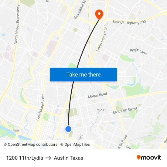 1200 11th/Lydia to Austin Texas map