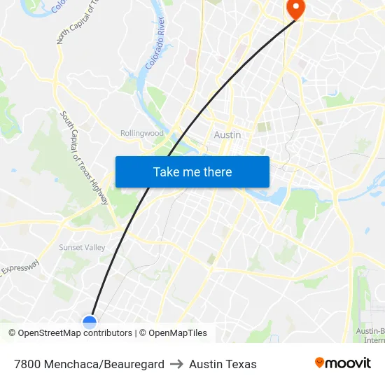 7800 Menchaca/Beauregard to Austin Texas map