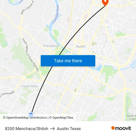 8200 Menchaca/Shiloh to Austin Texas map