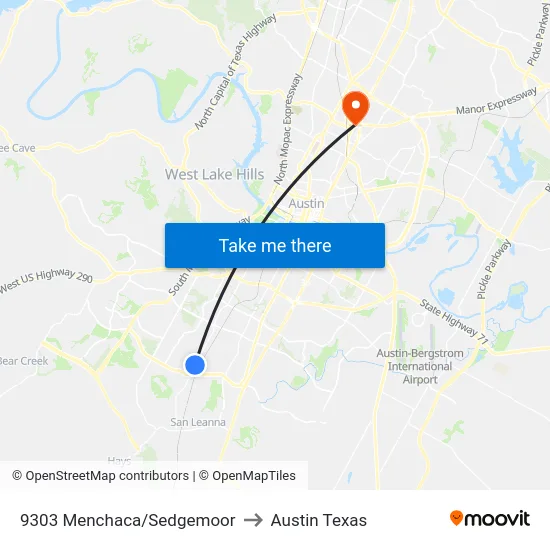 9303 Menchaca/Sedgemoor to Austin Texas map