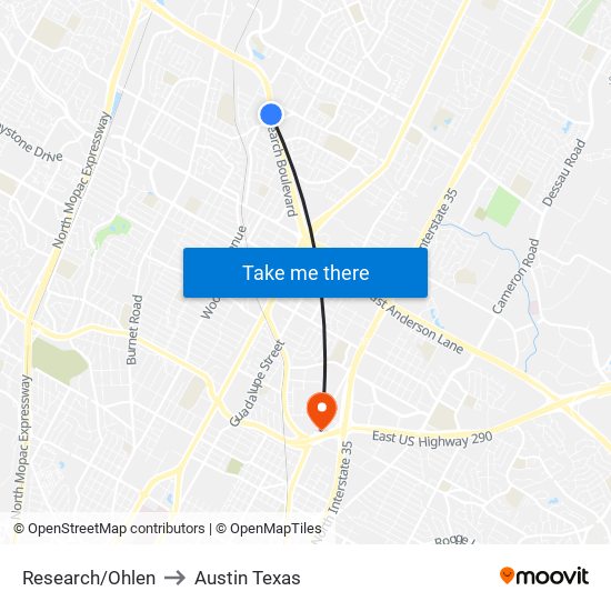 Research/Ohlen to Austin Texas map