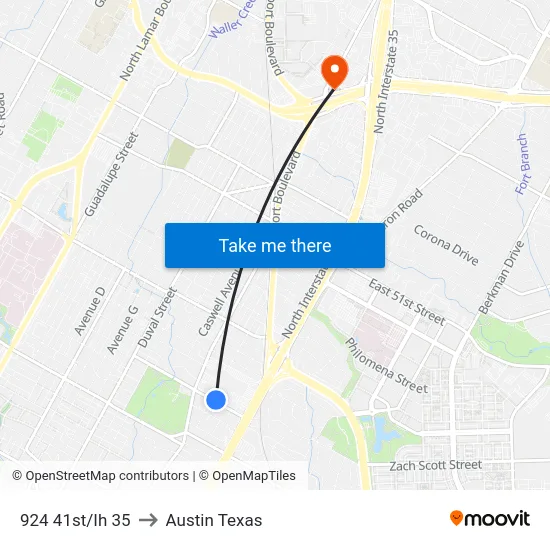 924 41st/Ih 35 to Austin Texas map