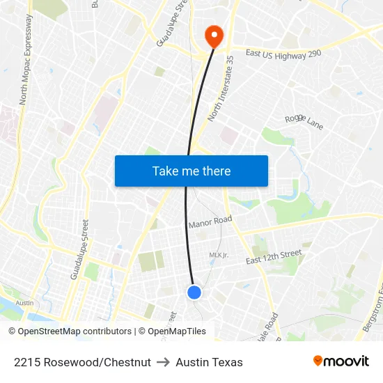 2215 Rosewood/Chestnut to Austin Texas map