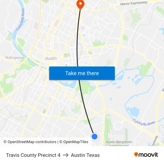 Travis County Precinct 4 to Austin Texas map