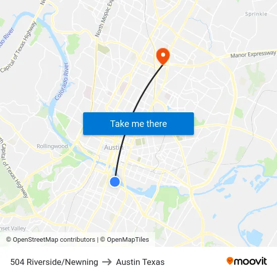 504 Riverside/Newning to Austin Texas map
