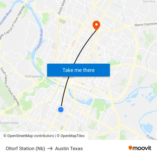 Oltorf Station (Nb) to Austin Texas map
