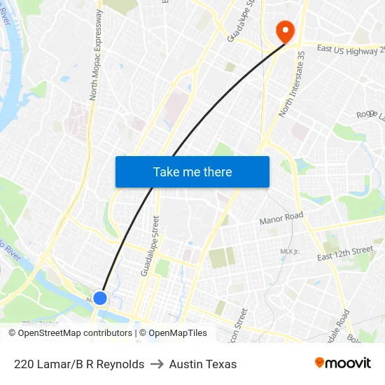 220 Lamar/B R Reynolds to Austin Texas map