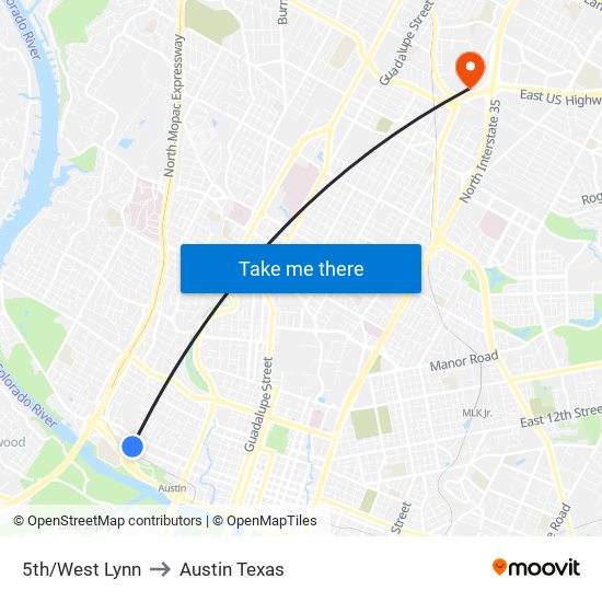 5th/West Lynn to Austin Texas map