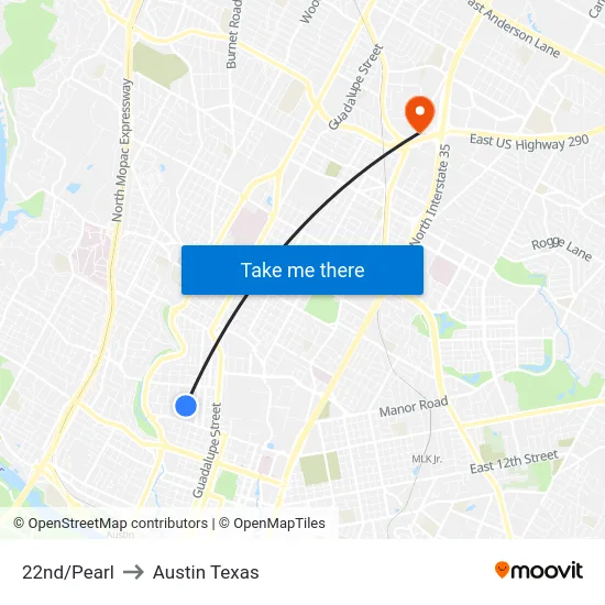 22nd/Pearl to Austin Texas map