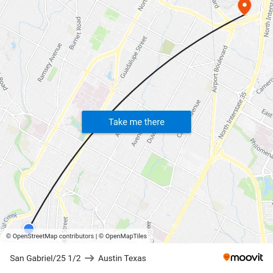 San Gabriel/25 1/2 to Austin Texas map
