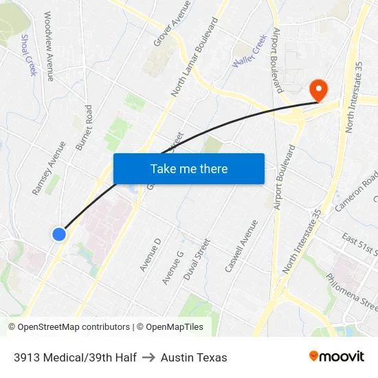 3913 Medical/39th Half to Austin Texas map