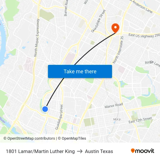 1801 Lamar/Martin Luther King to Austin Texas map