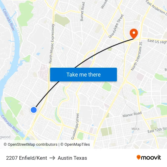 2207 Enfield/Kent to Austin Texas map