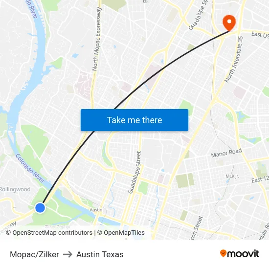 Mopac/Zilker to Austin Texas map