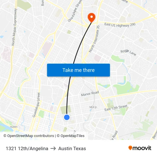 1321 12th/Angelina to Austin Texas map