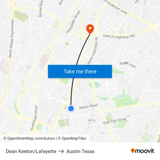 Dean Keeton/Lafayette to Austin Texas map