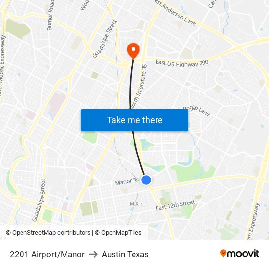 2201 Airport/Manor to Austin Texas map