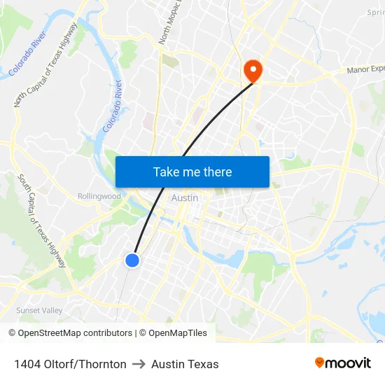 1404 Oltorf/Thornton to Austin Texas map