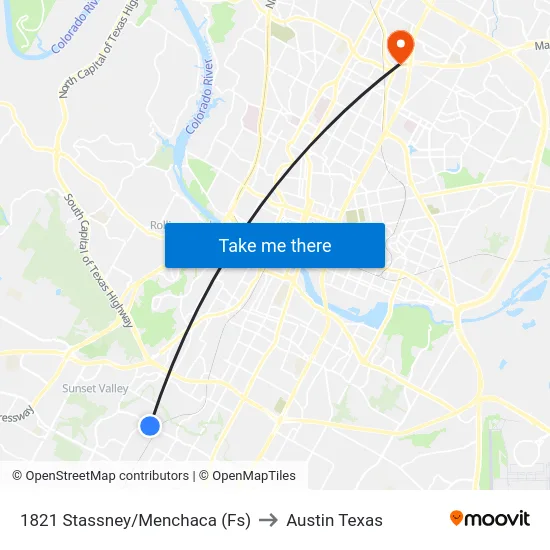 1821 Stassney/Menchaca (Fs) to Austin Texas map