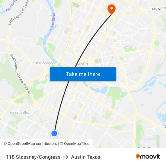 118 Stassney/Congress to Austin Texas map