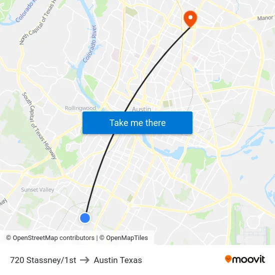 720 Stassney/1st to Austin Texas map