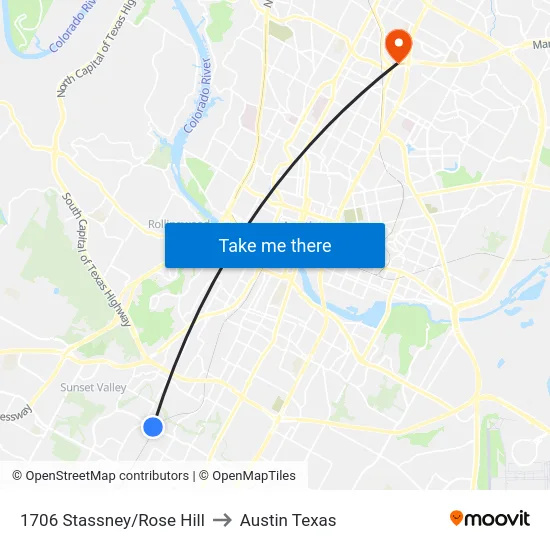 1706 Stassney/Rose Hill to Austin Texas map