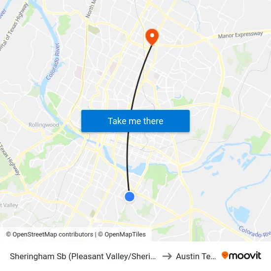 Sheringham Sb (Pleasant Valley/Sheringham) to Austin Texas map