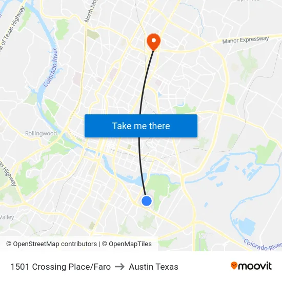 1501 Crossing Place/Faro to Austin Texas map