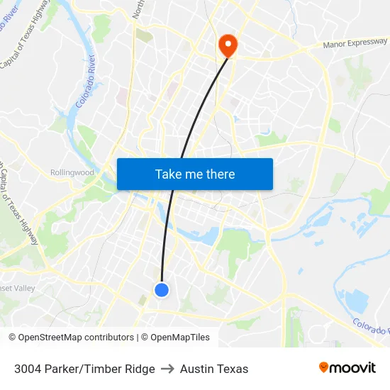 3004 Parker/Timber Ridge to Austin Texas map