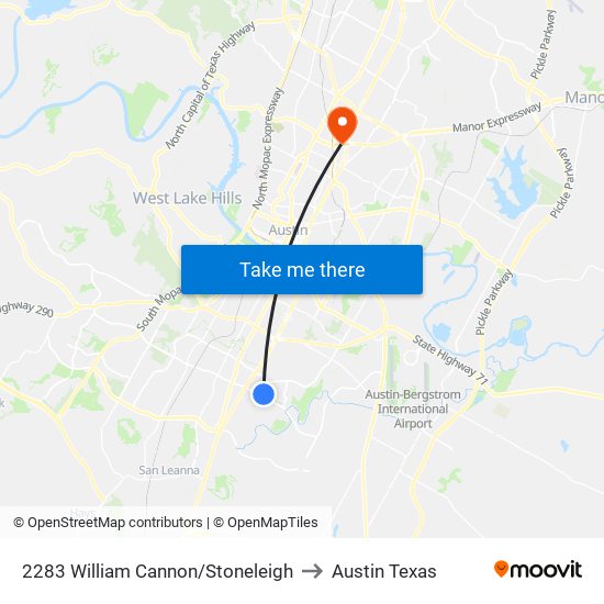 2283 William Cannon/Stoneleigh to Austin Texas map