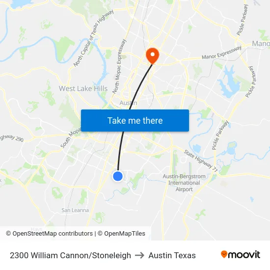 2300 William Cannon/Stoneleigh to Austin Texas map