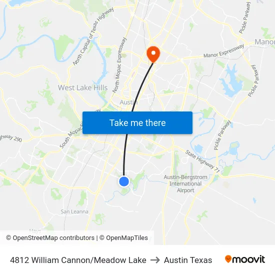 4812 William Cannon/Meadow Lake to Austin Texas map