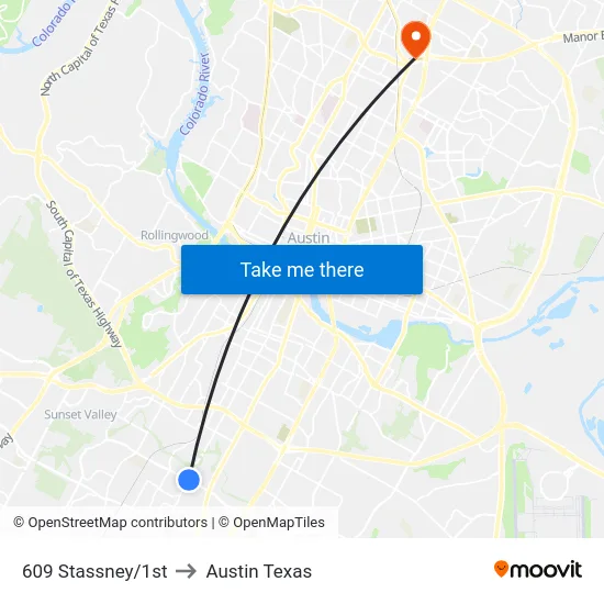 609 Stassney/1st to Austin Texas map