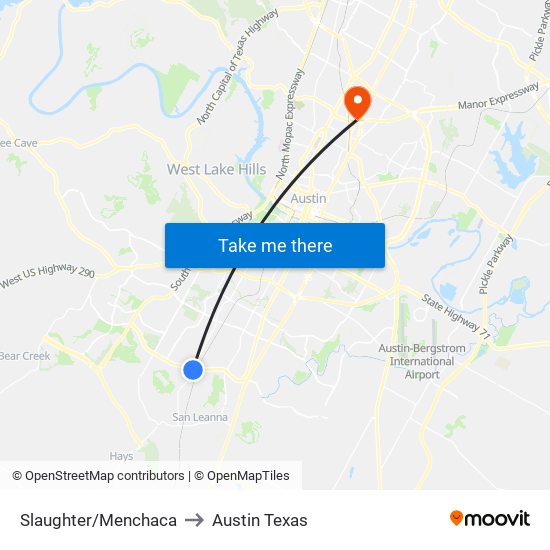 Slaughter/Menchaca to Austin Texas map