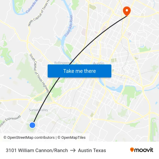 3101 William Cannon/Ranch to Austin Texas map
