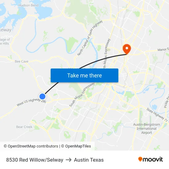 8530 Red Willow/Selway to Austin Texas map