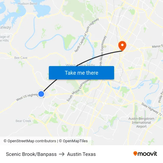 Scenic Brook/Banpass to Austin Texas map