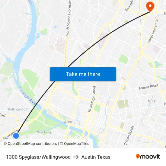 1300 Spyglass/Wallingwood to Austin Texas map