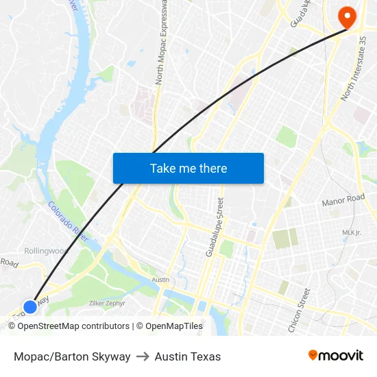Mopac/Barton Skyway to Austin Texas map