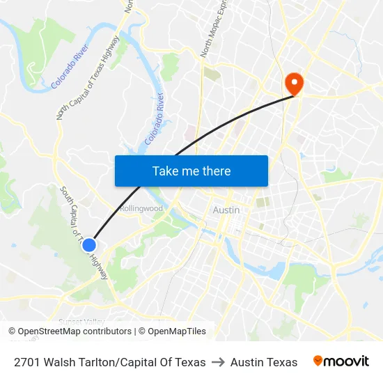 2701 Walsh Tarlton/Capital Of Texas to Austin Texas map