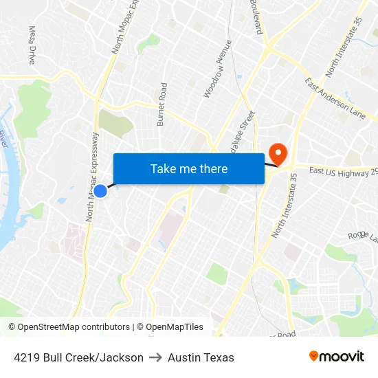 4219 Bull Creek/Jackson to Austin Texas map