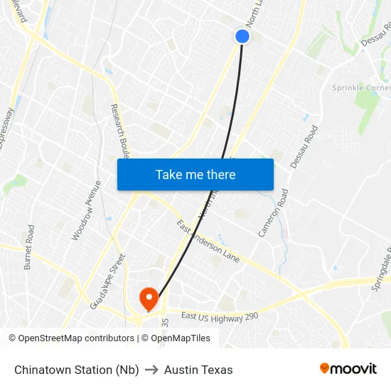 Chinatown Station (Nb) to Austin Texas map
