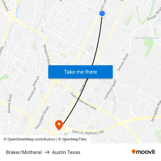 Braker/Motheral to Austin Texas map