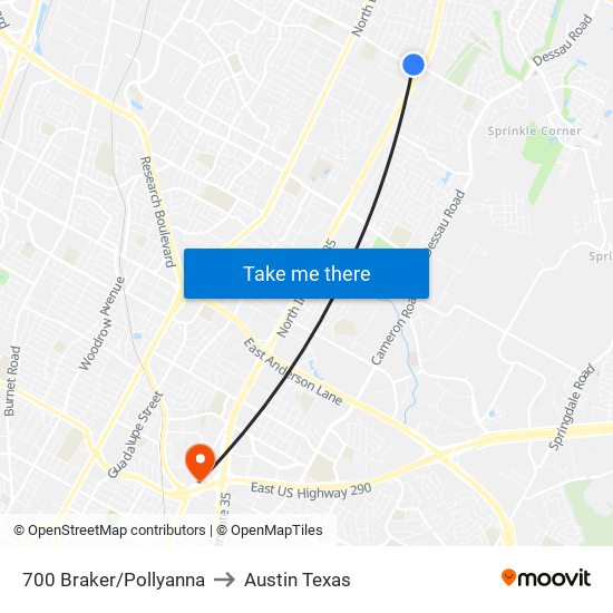 700 Braker/Pollyanna to Austin Texas map