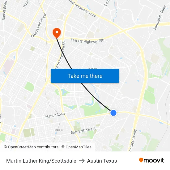 Martin Luther King/Scottsdale to Austin Texas map
