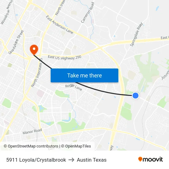 5911 Loyola/Crystalbrook to Austin Texas map